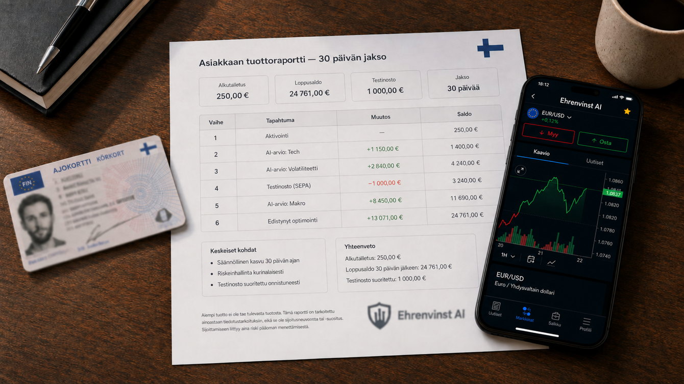Testitilimme kehitys 30 päivän aikana